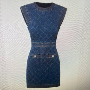 Veronica Beard Ginny Quilted Denim Dress- Size 10